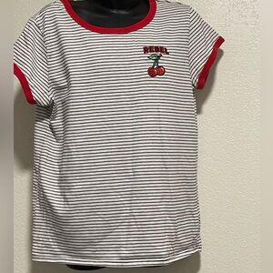 Forever 21 Girls “Rebel” Cherry Short Sleeve Shirt 11/12
